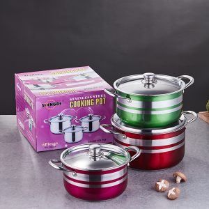 6-Piece Stainless Steel Cooking Pots with Lids - Perfect for Outdoor Camping and Festive Celebrations