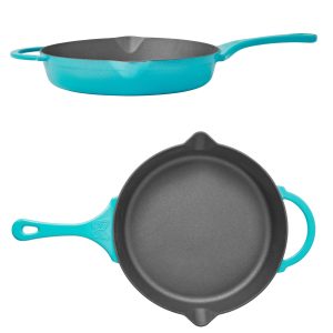 12-inch Cast Iron Fry Pan Teal