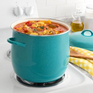 12-Quart Enamel-on-Steel Stock Pot, Teal Speckle