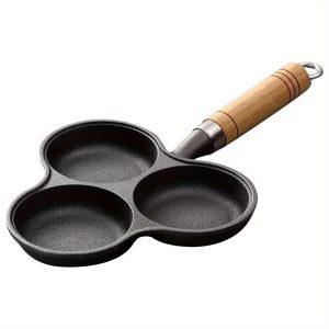 Non-Stick Cast Iron 3-Section Frying Pan - Perfect for Pancakes & Breakfast, Easy Clean