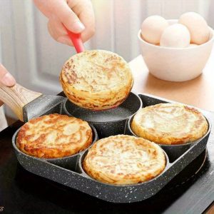 1pc Egg & Hamburger Frying Pan, Non-Stick Egg Pancake Maker With Wooden Handle For Induction Cooker And Gas Stove - Perfect For Eggs, Burgers, And More!