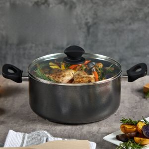 1pc Aluminum Nonstick 4.8 Quart Dutch Oven with Tempered Glass Lid - Uncharged Cooking and Serving Casserole Pot