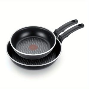 Nonstick 2 Piece Fry Pan Cookware Set, 9.5 and 11 inch, Black, Dishwasher Safe