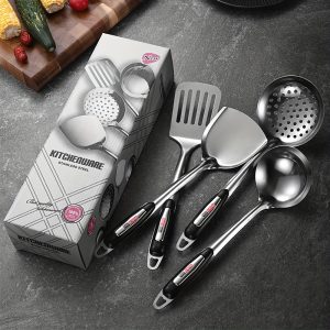 4pcs/set, Stainless Stell Utensil Set, Kitchen Utensil Set, Safety Cooking Utensils Set, Non-Stick Cooking Utensils Set Wok Spatula And Cooking Spoon, Washable Modern Cookware, Kitchen Stuff, Kitchen Gadgets, Kitchen Essentials, Restaurant Equipment