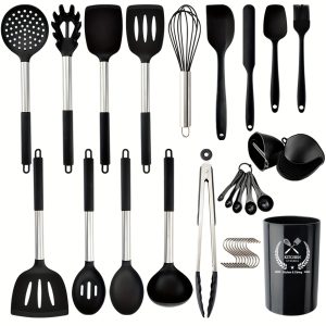 32pcs/set, Silicone Utensil Set, Kitchen Utensil Set, Safety Cooking Utensils Set, Non-Stick Kitchen Tools Set, Cooking Turner, Spatula, Cooking Soup Spoon, Colander Spoon, Pasta Spoon, Kitchen Stuff, Kitchen Gadgets