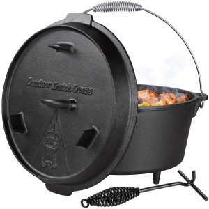 13.2 Quart Cast Iron Dutch Oven with Lid Lifter, Dual Function Lid Griddle, Stand and Lid for Home Cooking, Baking, BBQ