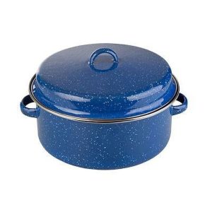 1pc Durable 5 Quart Enamel Metal Cook Pot with Lid for RV Kitchen - Uncharged, Versatile Camping and Outdoor Cooking