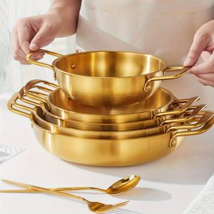 1pc Stainless Steel Golden Ramen Pot, Hot Pot, Soup Pot, Crayfish Seafood Kitchen Cookware, Kitchenware, Restaurant Supplies